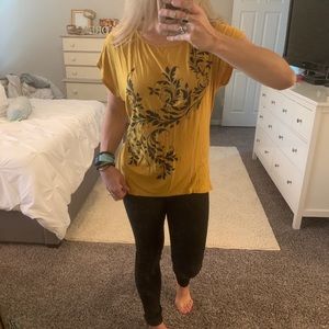 Charming Charlie yellow and black shirt size m